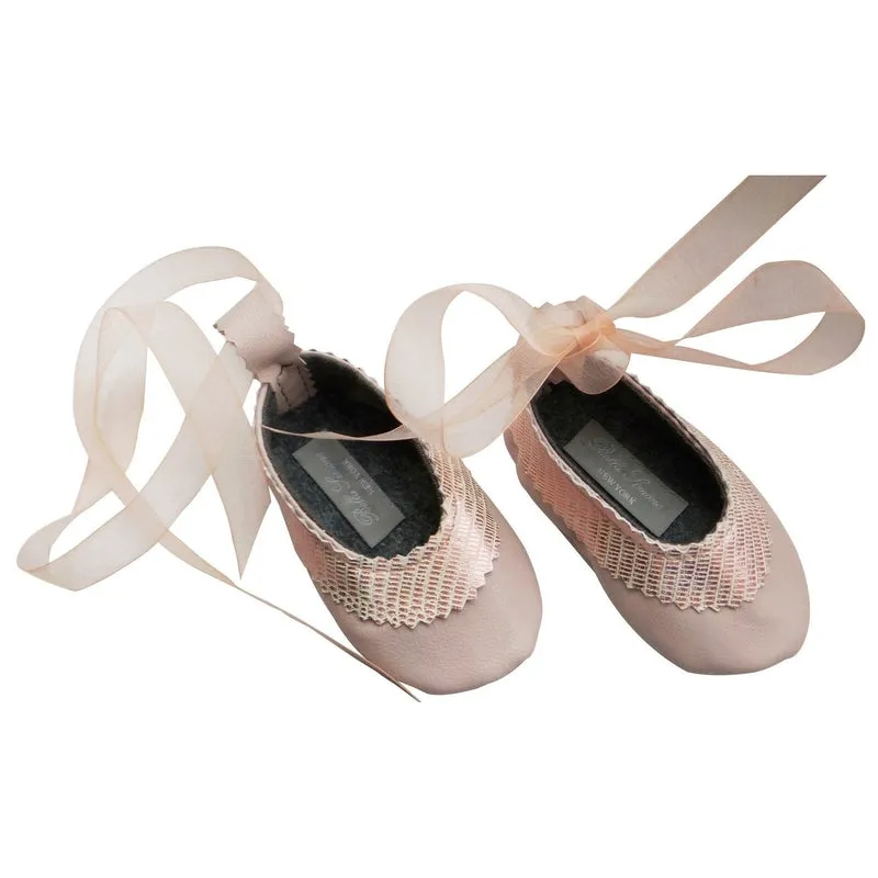 Pink Embossed Lily Ballet Flats