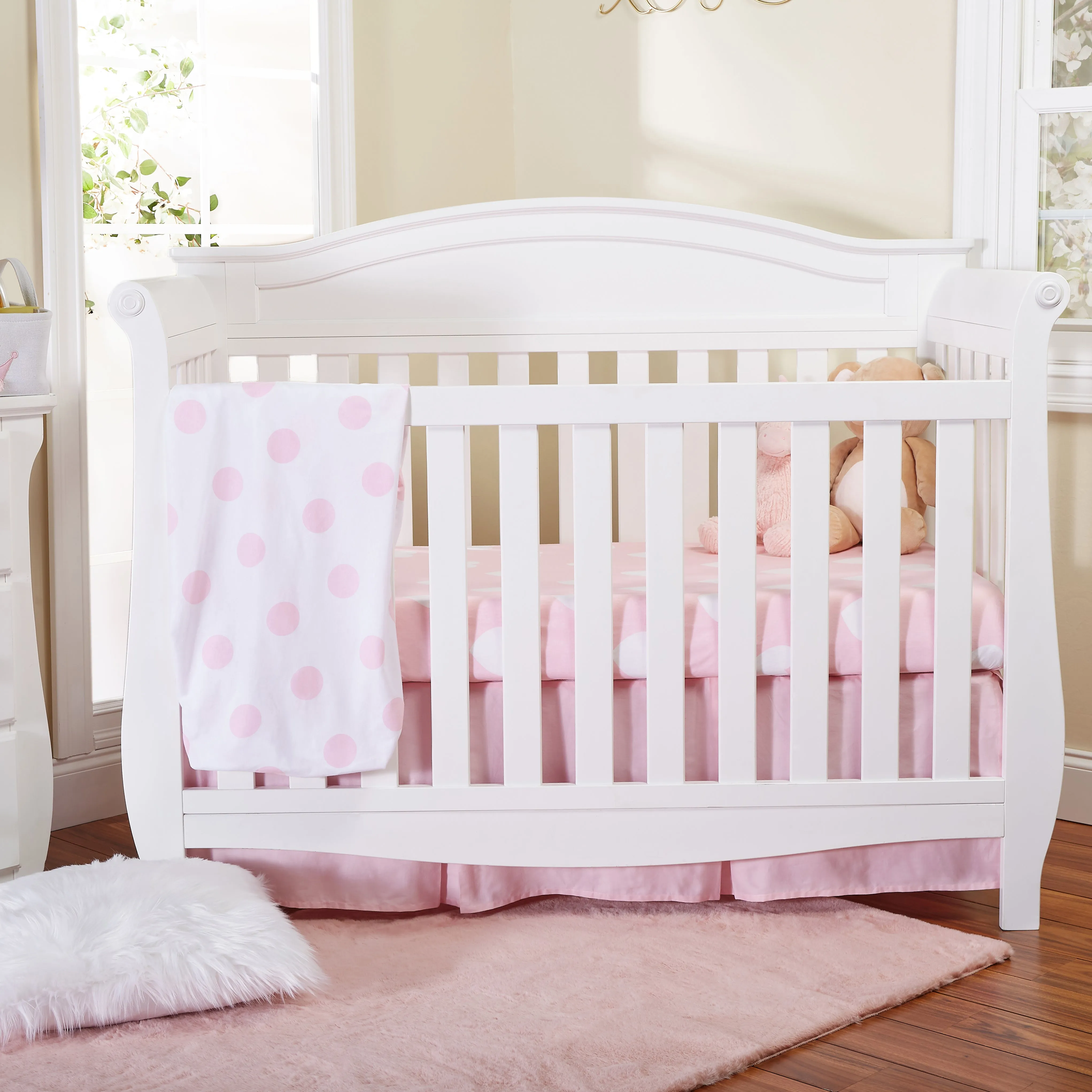 Pink/White Hearts and Dots 2 Pack Crib Sheet Set