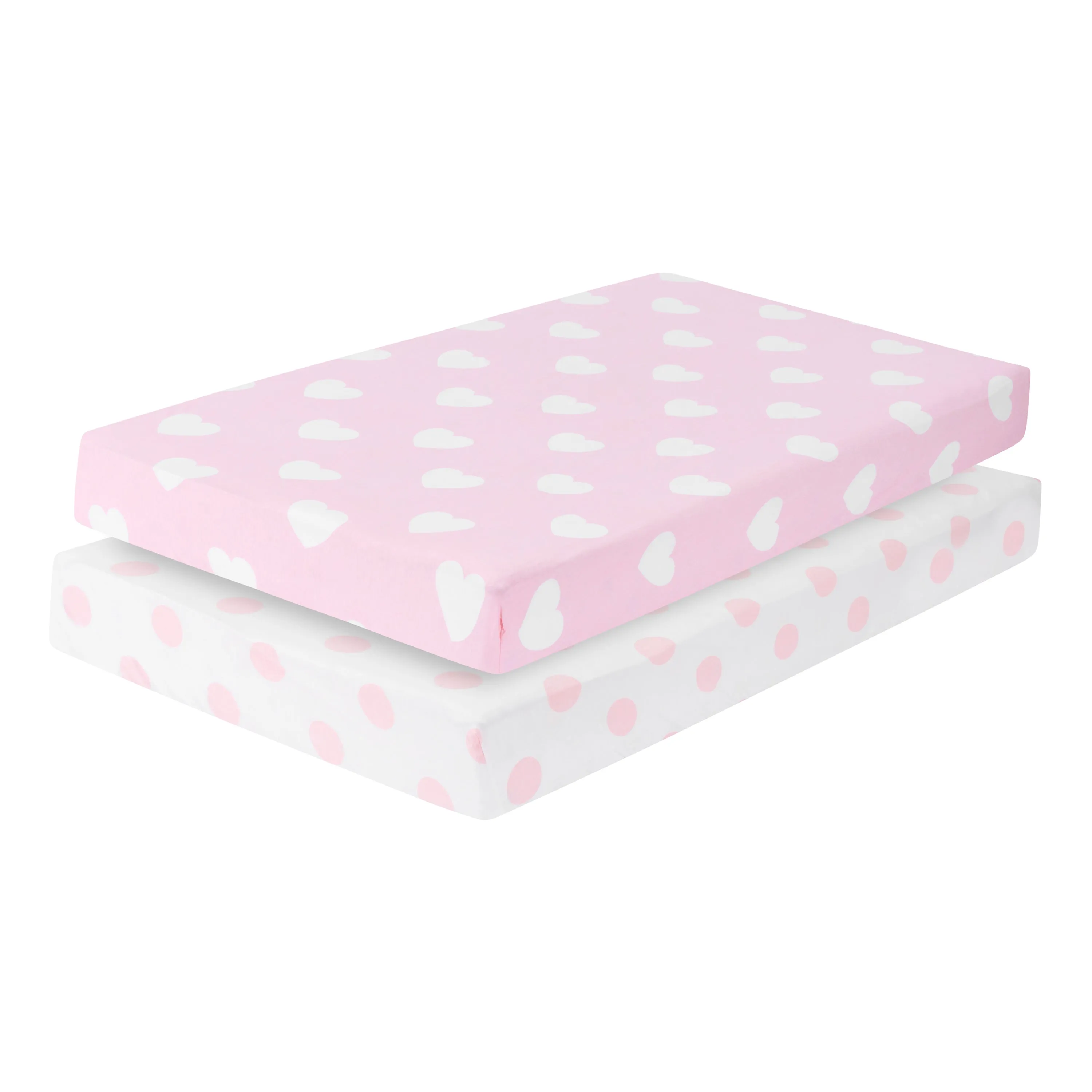 Pink/White Hearts and Dots 2 Pack Crib Sheet Set