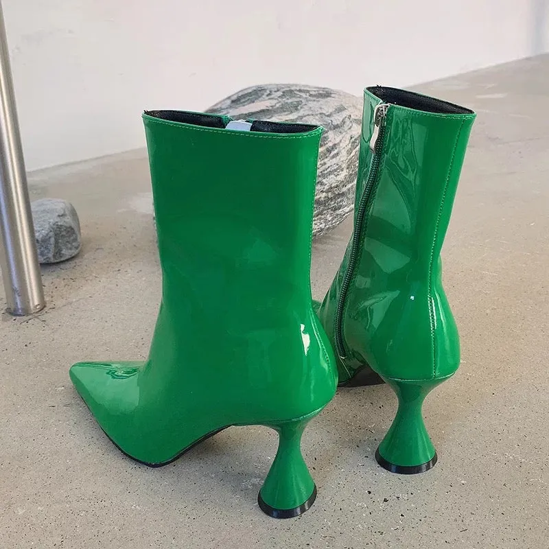 Pointed Candy Color Ankle Boots