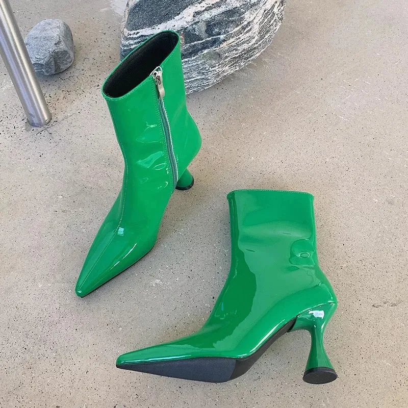 Pointed Candy Color Ankle Boots