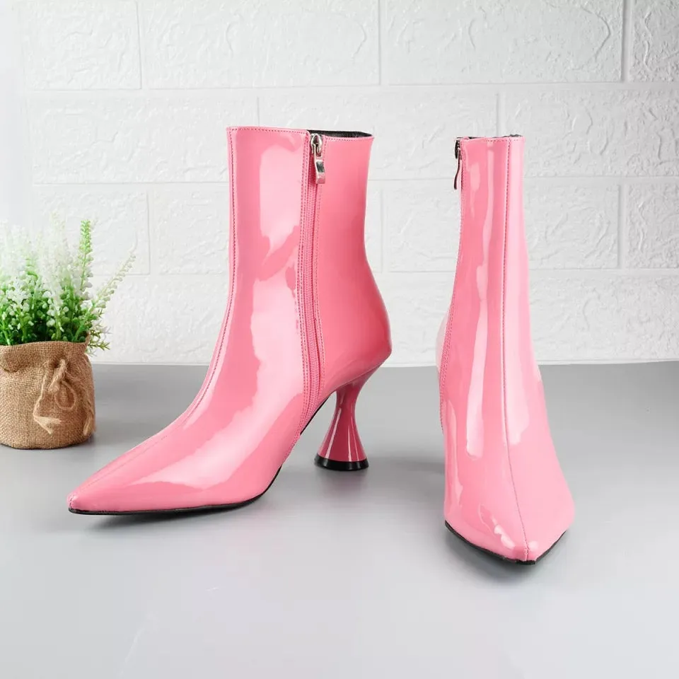 Pointed Candy Color Ankle Boots