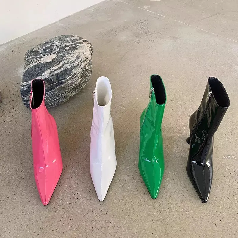 Pointed Candy Color Ankle Boots
