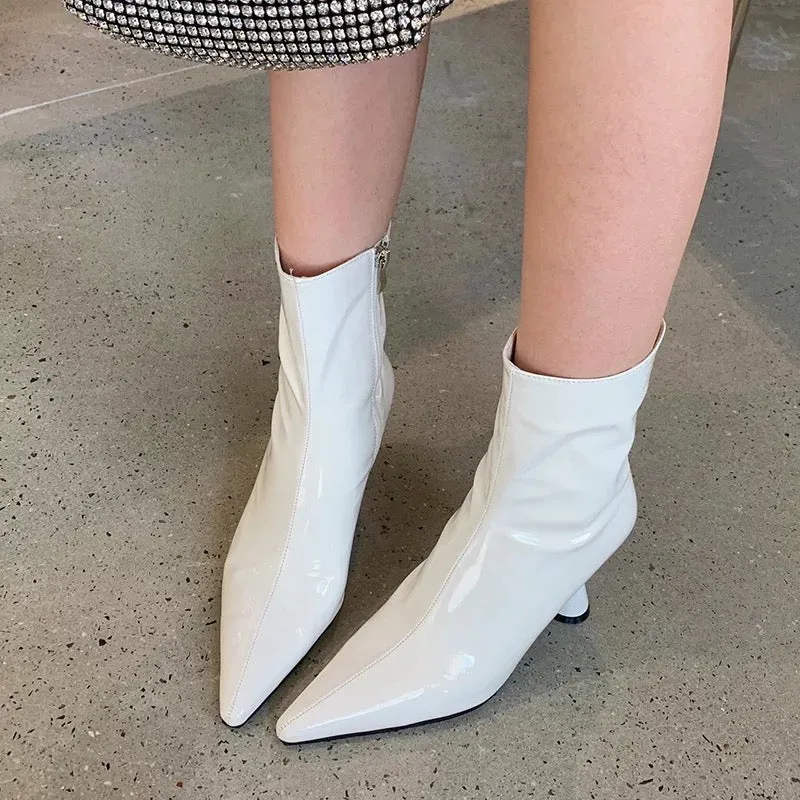 Pointed Candy Color Ankle Boots