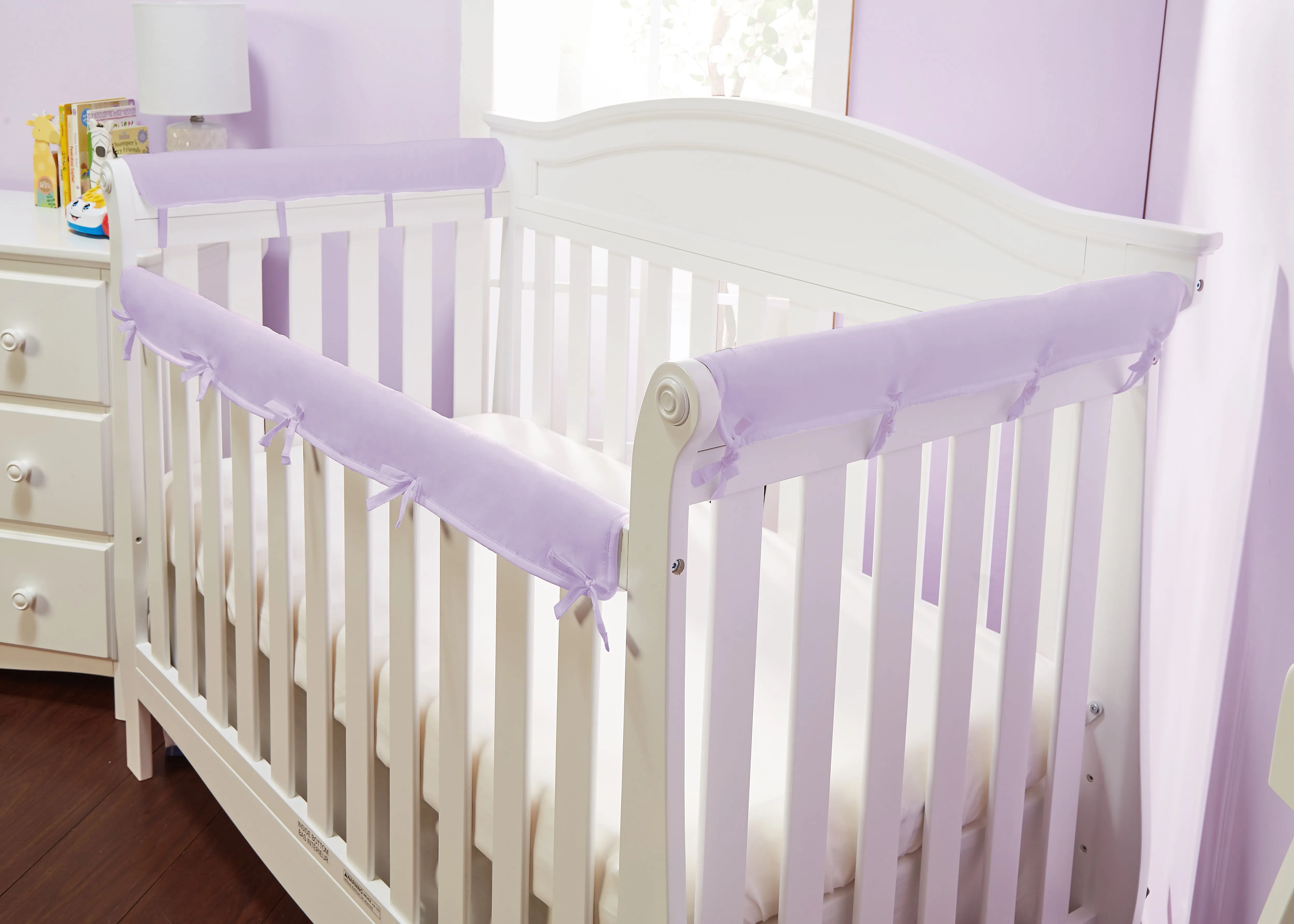 Purple 3-Piece Padded Baby Crib Rail Cover Set