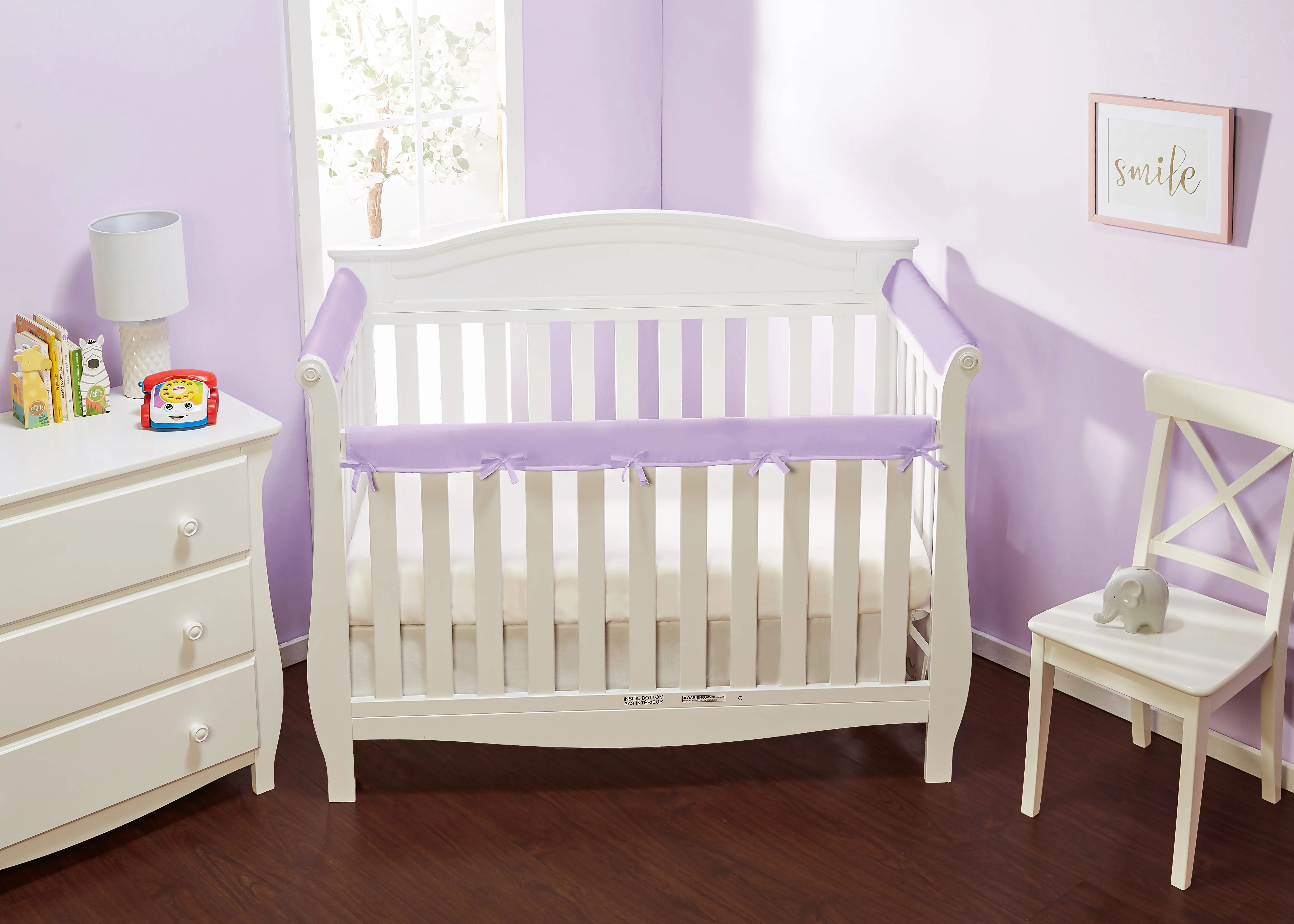 Purple 3-Piece Padded Baby Crib Rail Cover Set