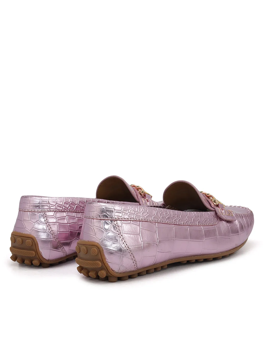 Purple Chain Embellished Moccasins