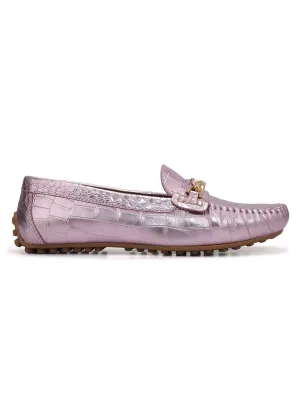 Purple Chain Embellished Moccasins