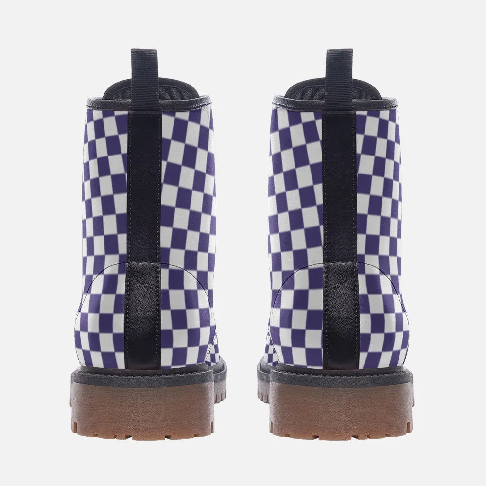 Purple Chessboard Combat Boots (Violet |for Women| Men)