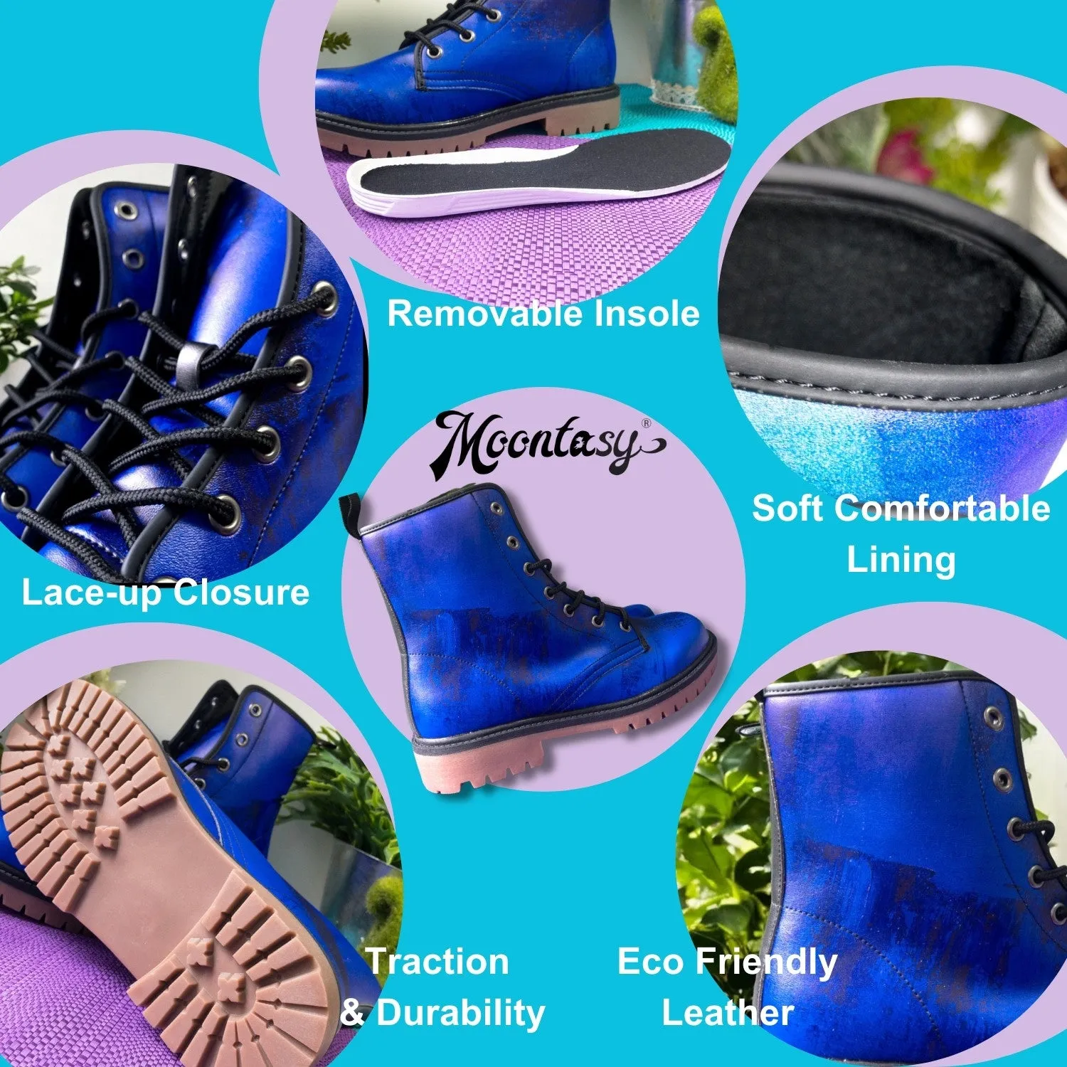 Purple Chessboard Combat Boots (Violet |for Women| Men)