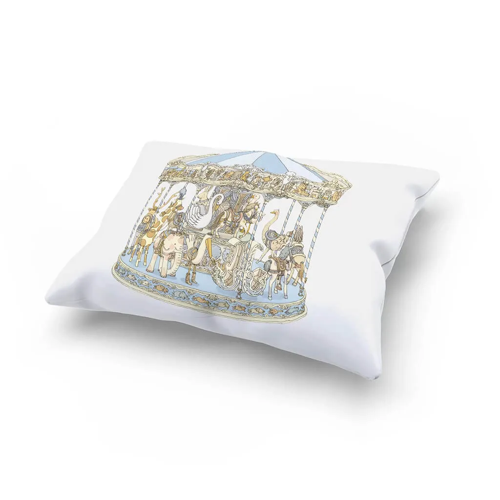 Satin Cushion Carousel Blue