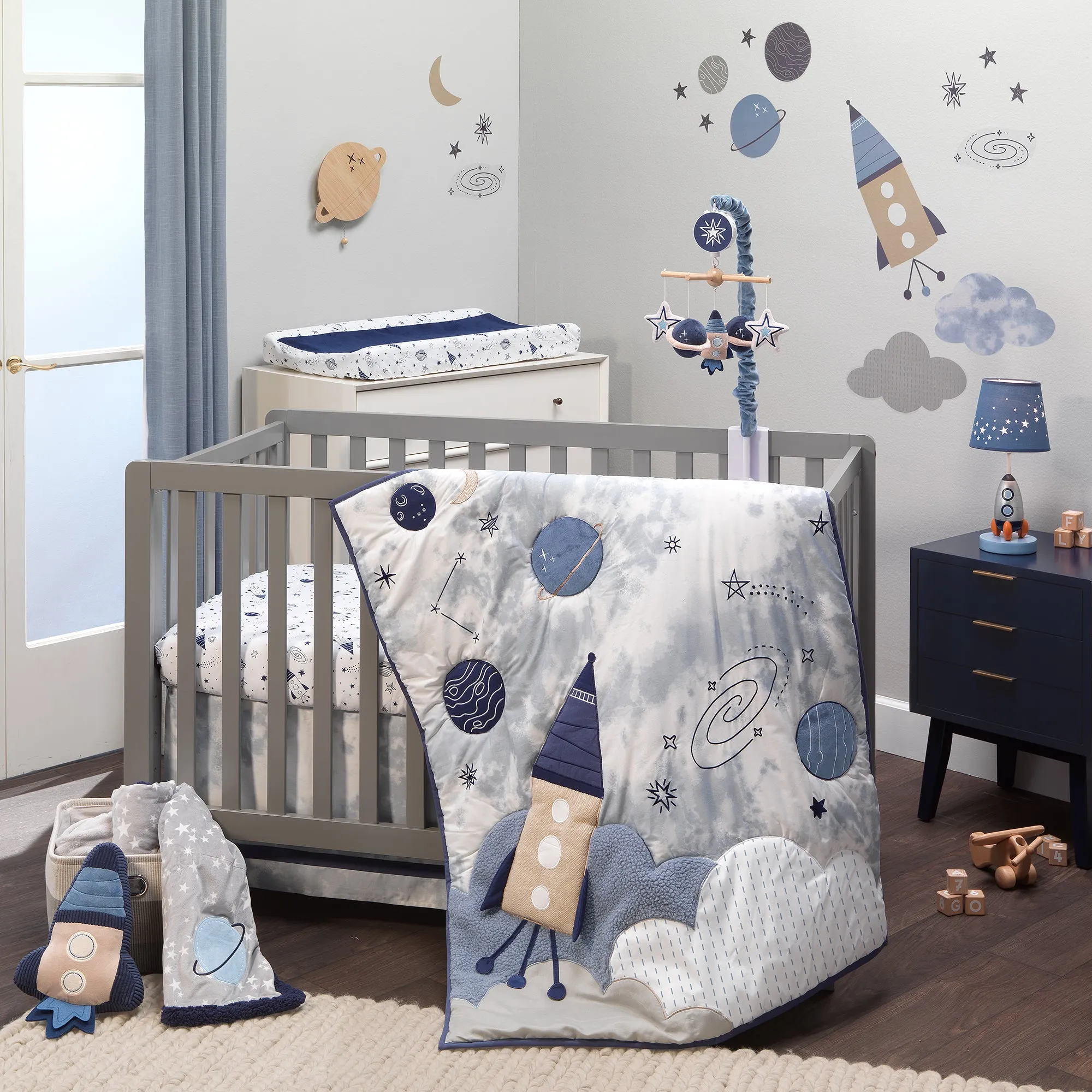 Sky Rocket Cotton Fitted Crib Sheet