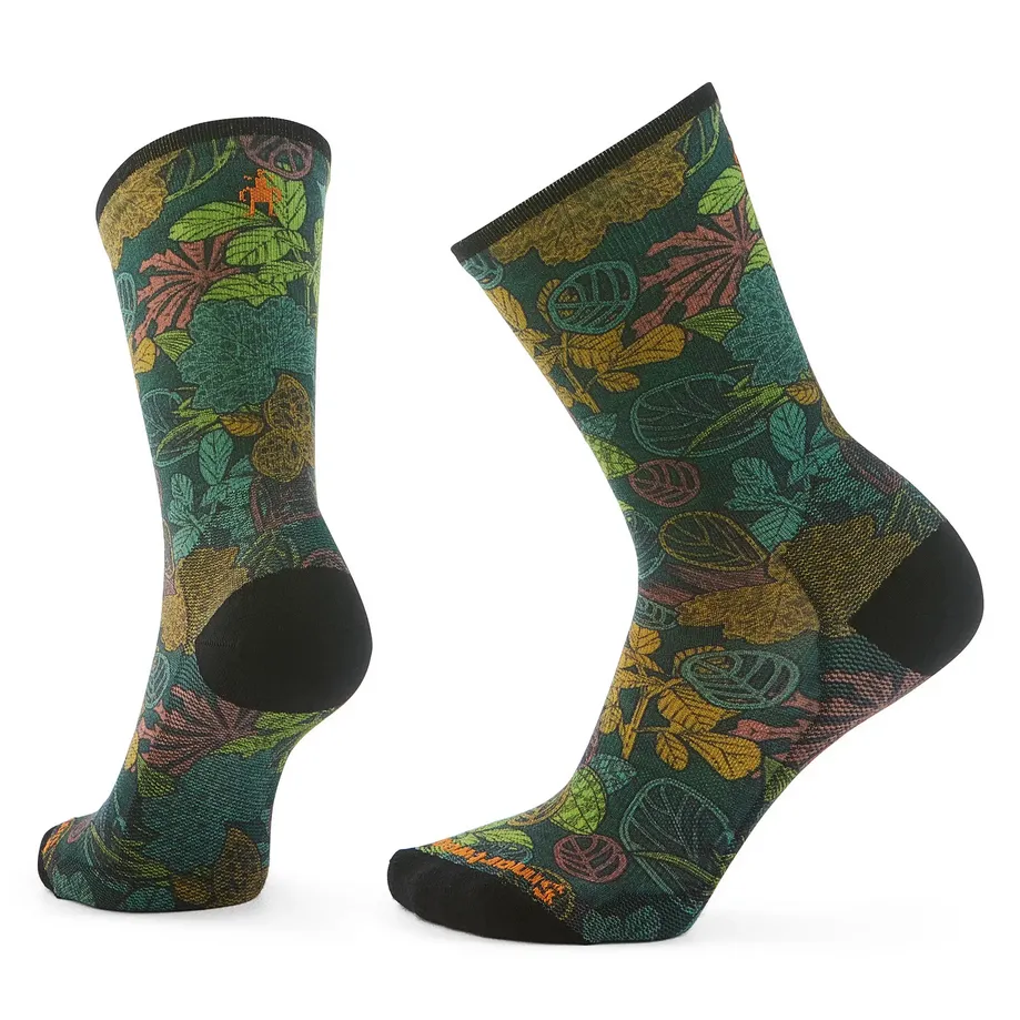 Smartwool Unisex Biking Aloha Forest Print Zero Cushion Crew Socks - Twilight Blue