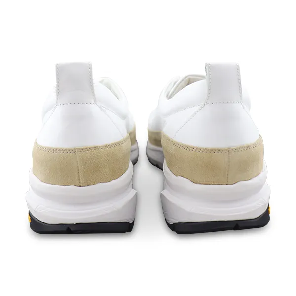Sneakers bianca riporto camoscio