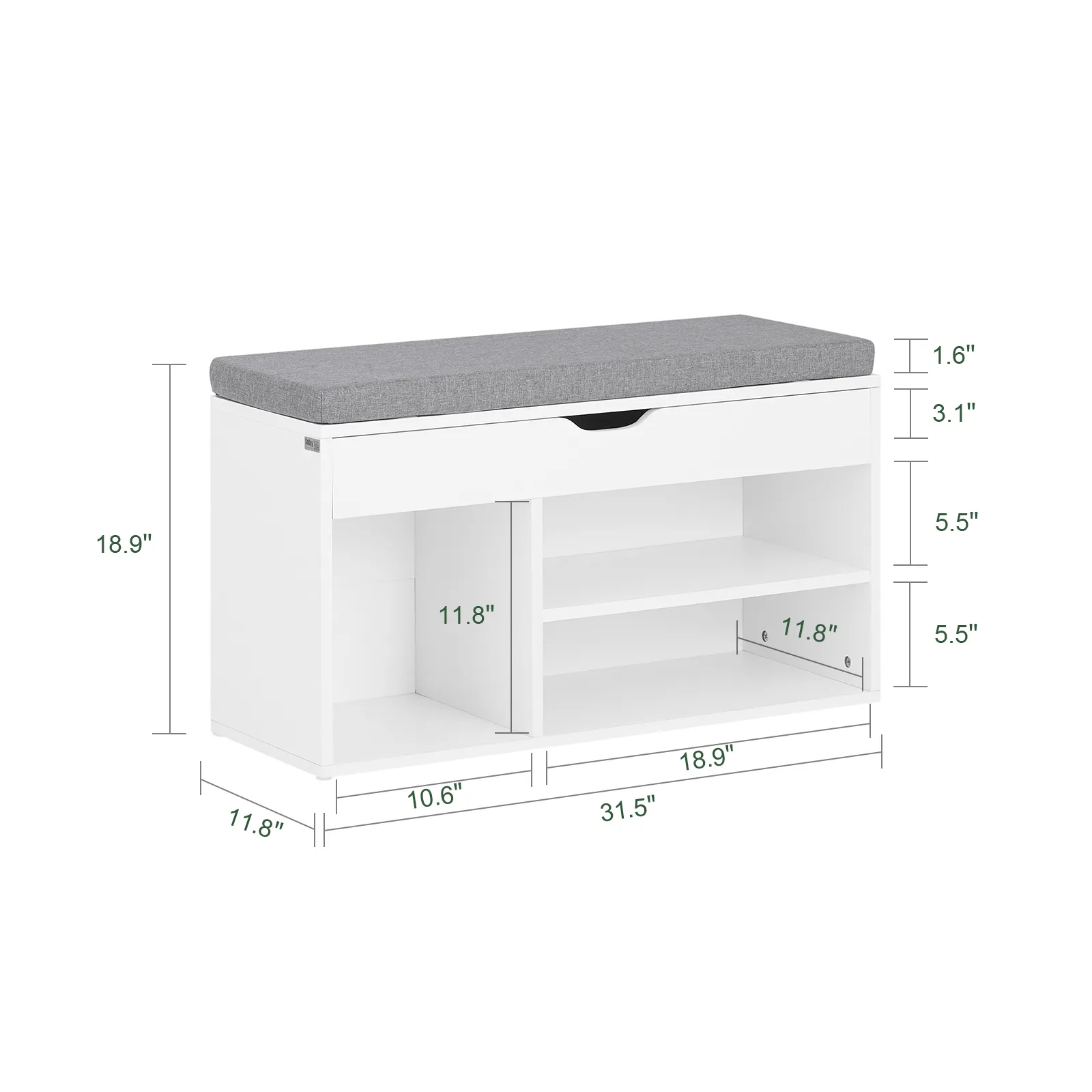 SoBuy FSR45-HG,Shoe Storage Cabinet,Shoe Rack Shoe Bench with Lift Up Bench Top and Grey Cushion