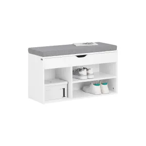 SoBuy FSR45-HG,Shoe Storage Cabinet,Shoe Rack Shoe Bench with Lift Up Bench Top and Grey Cushion