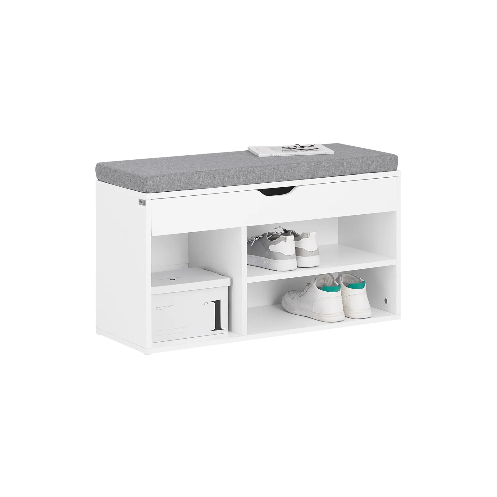 SoBuy FSR45-HG,Shoe Storage Cabinet,Shoe Rack Shoe Bench with Lift Up Bench Top and Grey Cushion