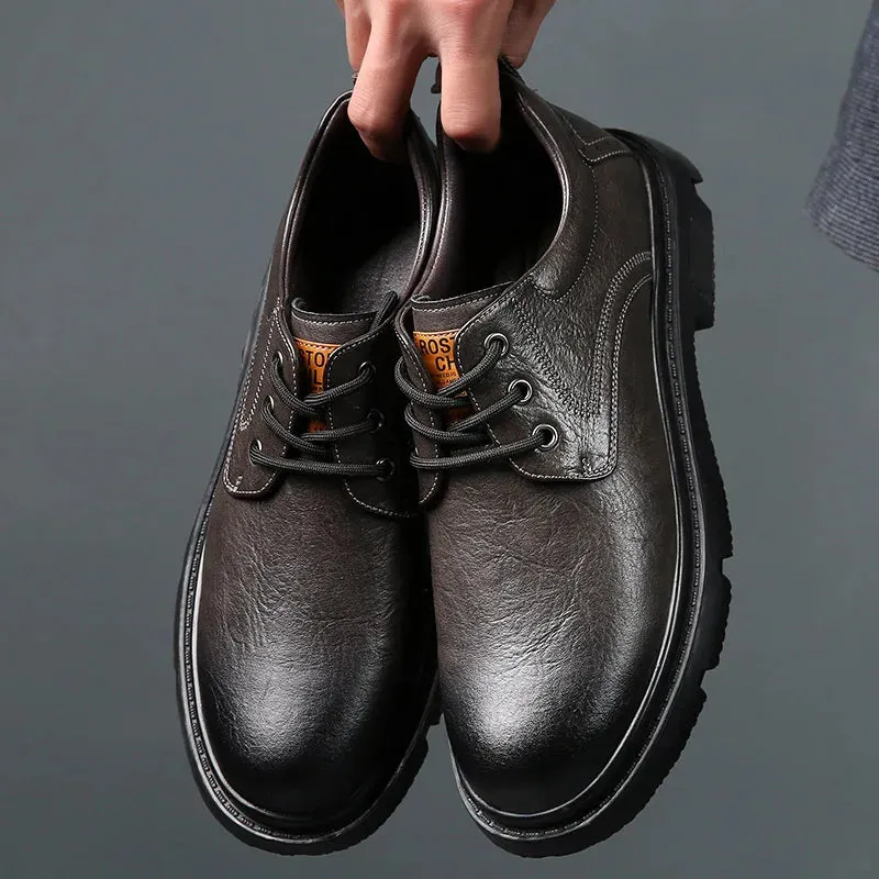 Sohiwoo Men Genuine Leather Casual Shoes Elevator Shoes Soft Mens Sneakers Breathable Moccasins Mens Walking Driving Shoes Zapatos