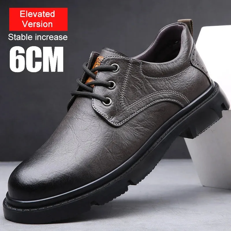 Sohiwoo Men Genuine Leather Casual Shoes Elevator Shoes Soft Mens Sneakers Breathable Moccasins Mens Walking Driving Shoes Zapatos