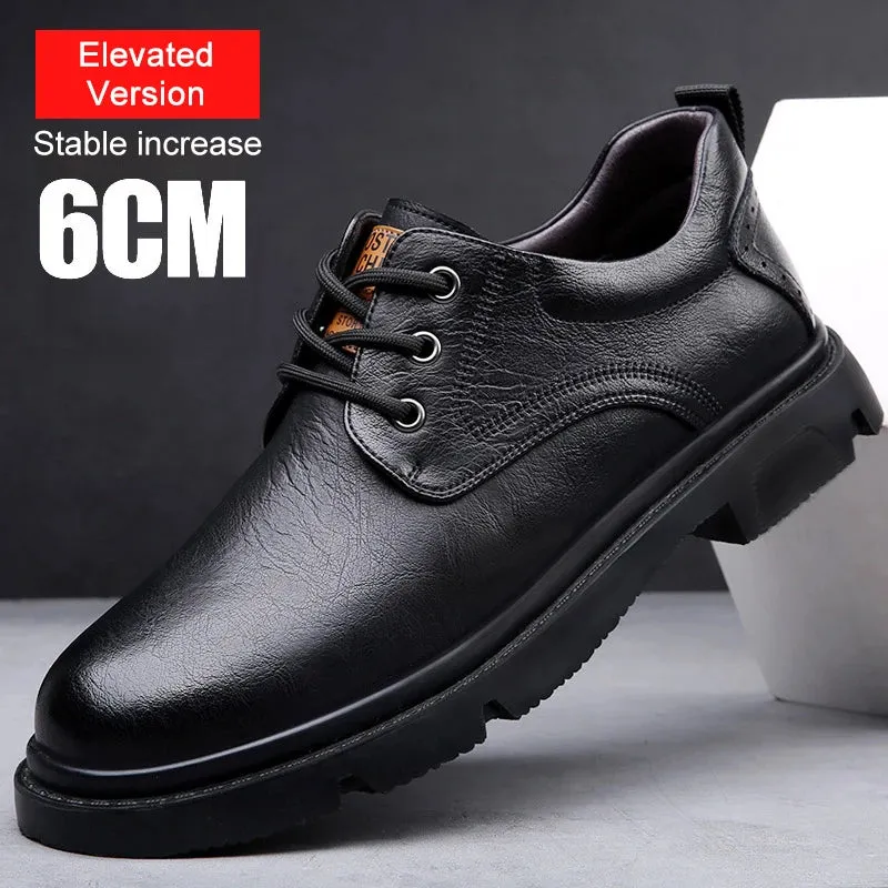 Sohiwoo Men Genuine Leather Casual Shoes Elevator Shoes Soft Mens Sneakers Breathable Moccasins Mens Walking Driving Shoes Zapatos