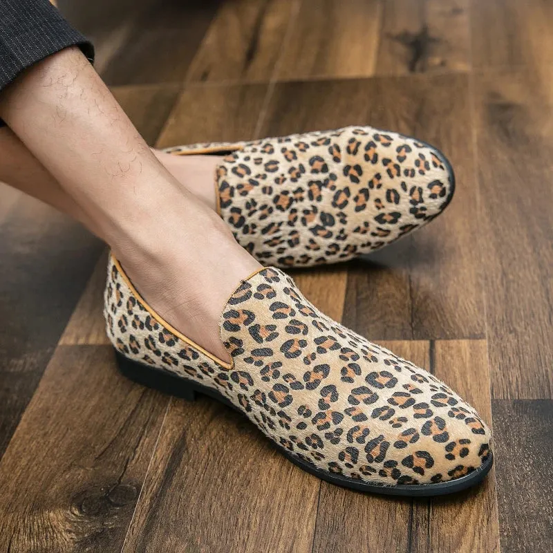 Sohiwoo Soft Comfy Light Men Casual Leather Loafers Leopard Shoes Slip-On Driving Moccasins Men Flat Shoes Male Footwear Plus Size 38-48