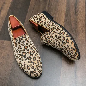 Sohiwoo Soft Comfy Light Men Casual Leather Loafers Leopard Shoes Slip-On Driving Moccasins Men Flat Shoes Male Footwear Plus Size 38-48