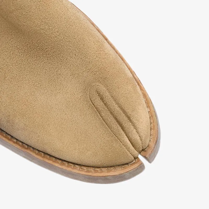 Split-Toe Beige Suede Boots Men's