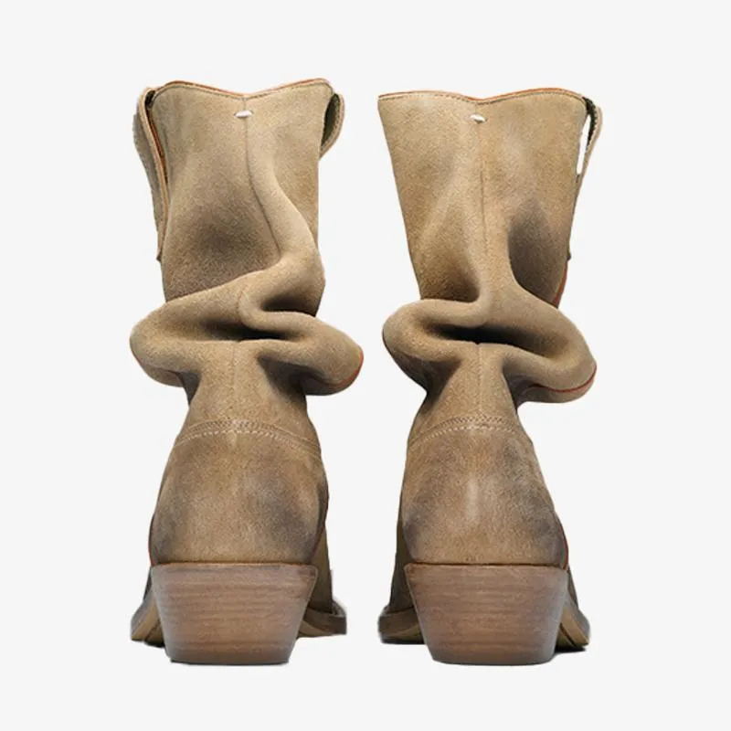 Split-Toe Beige Suede Boots Men's