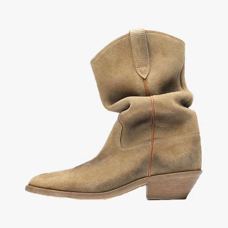 Split-Toe Beige Suede Boots Men's