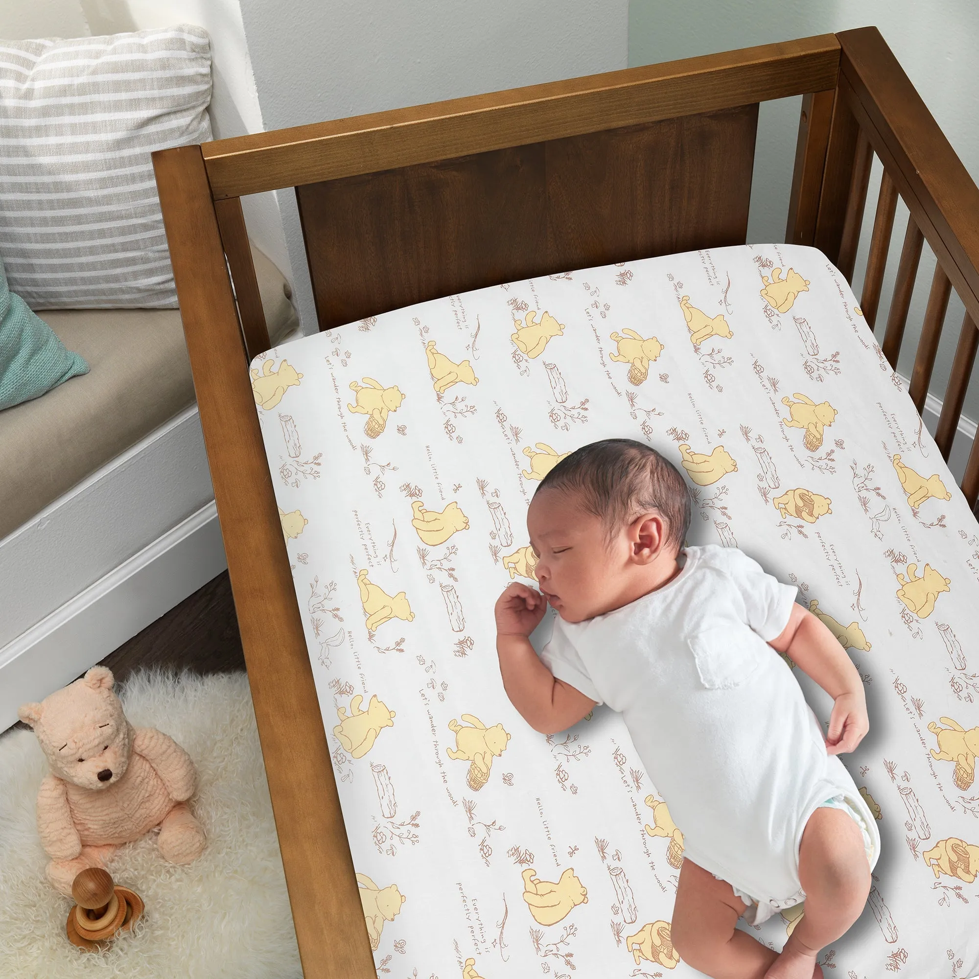 Storytime Pooh Cotton Fitted Crib Sheet