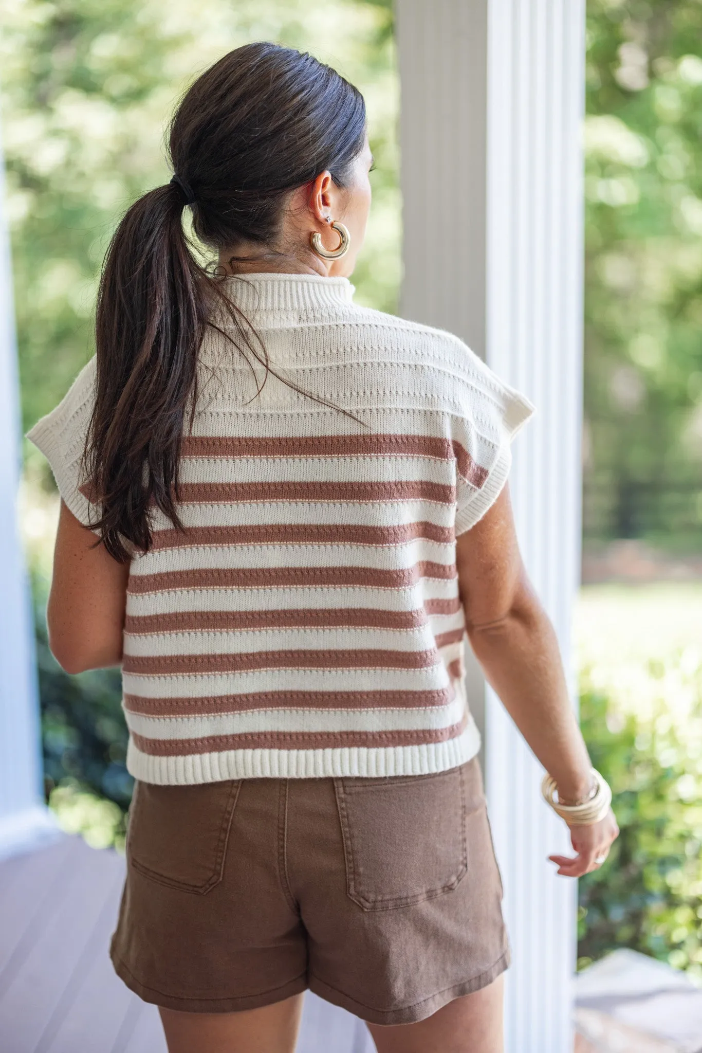 Striped Classic Ivory Knit Top