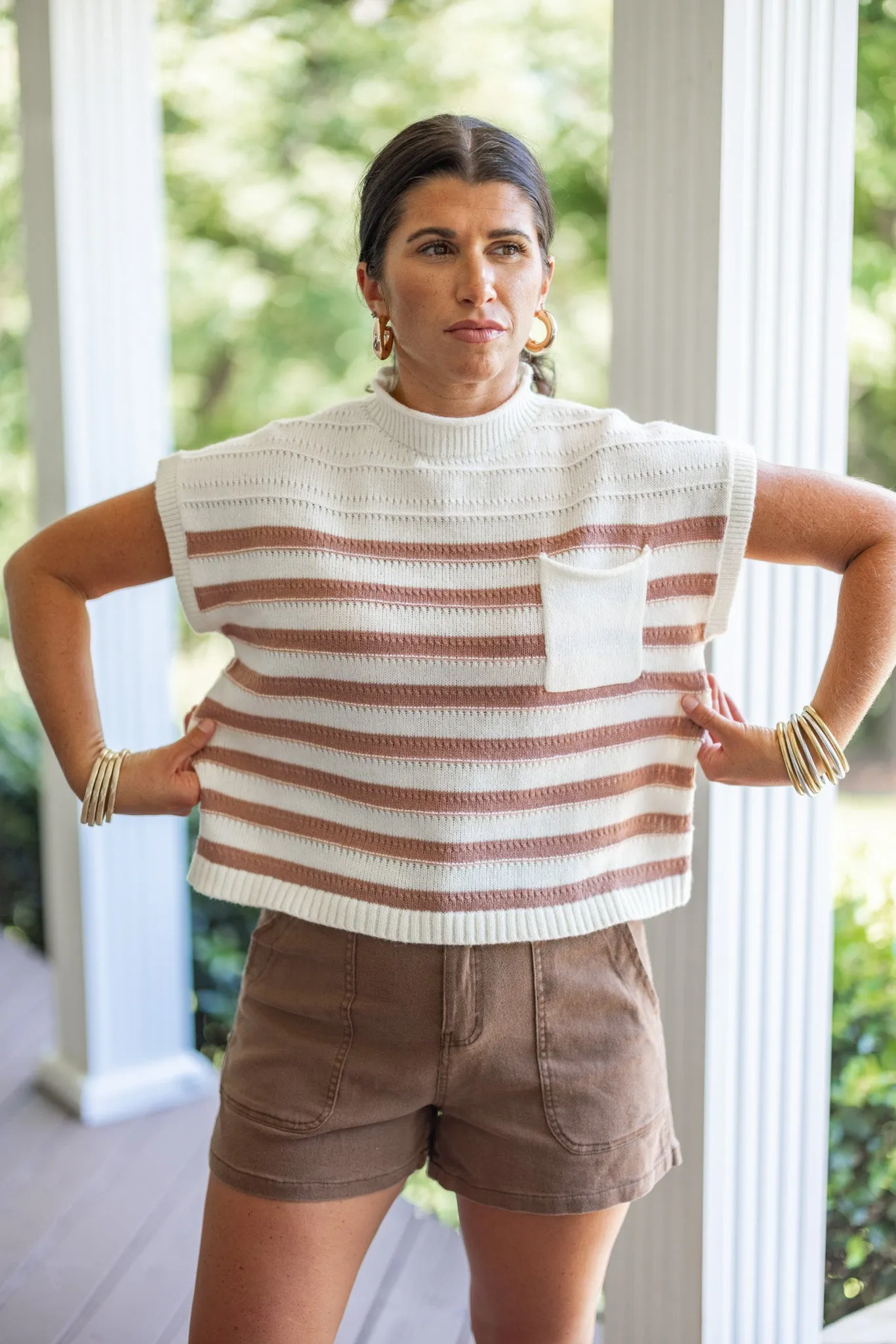 Striped Classic Ivory Knit Top
