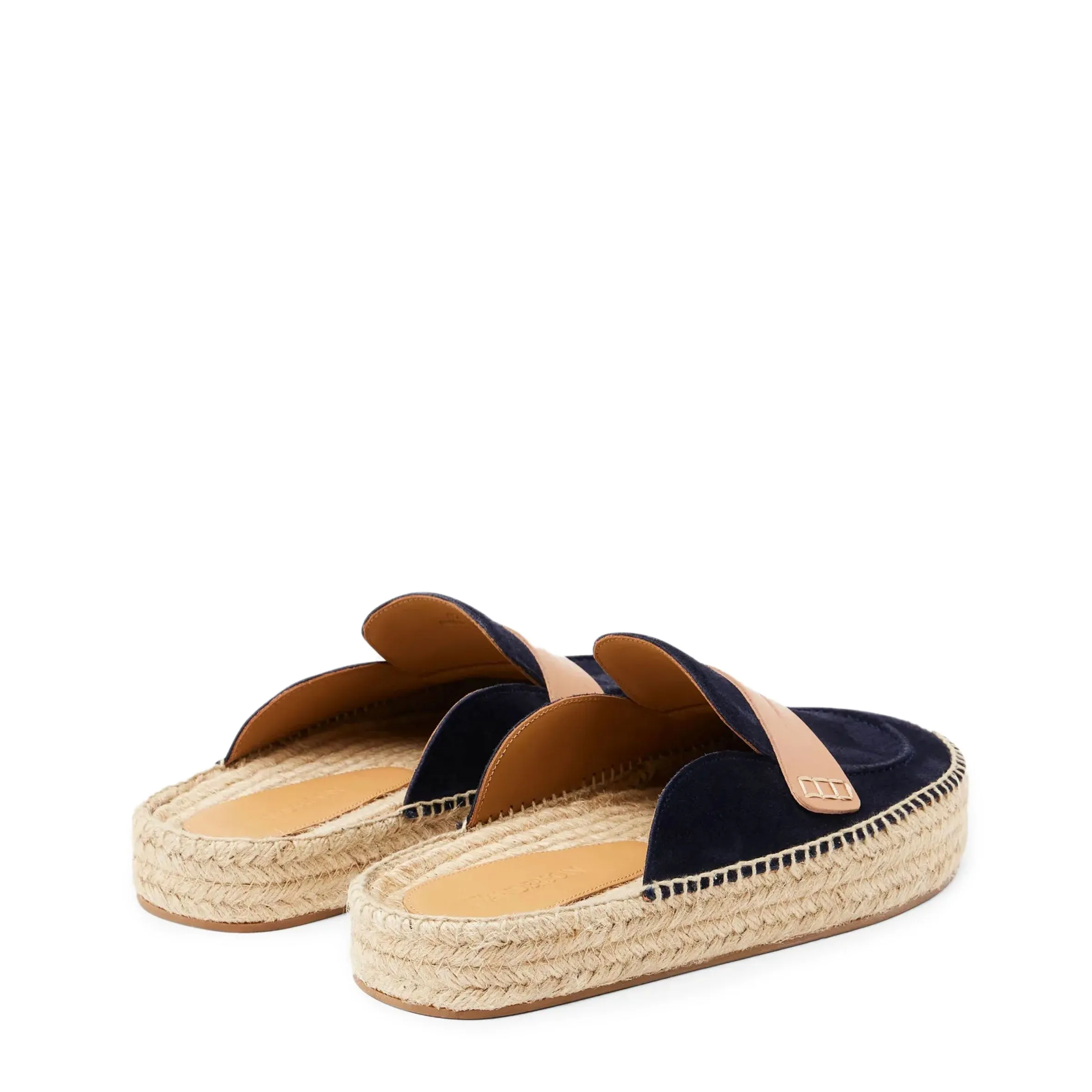 Suede Espadrille Loafer Slide, Navy
