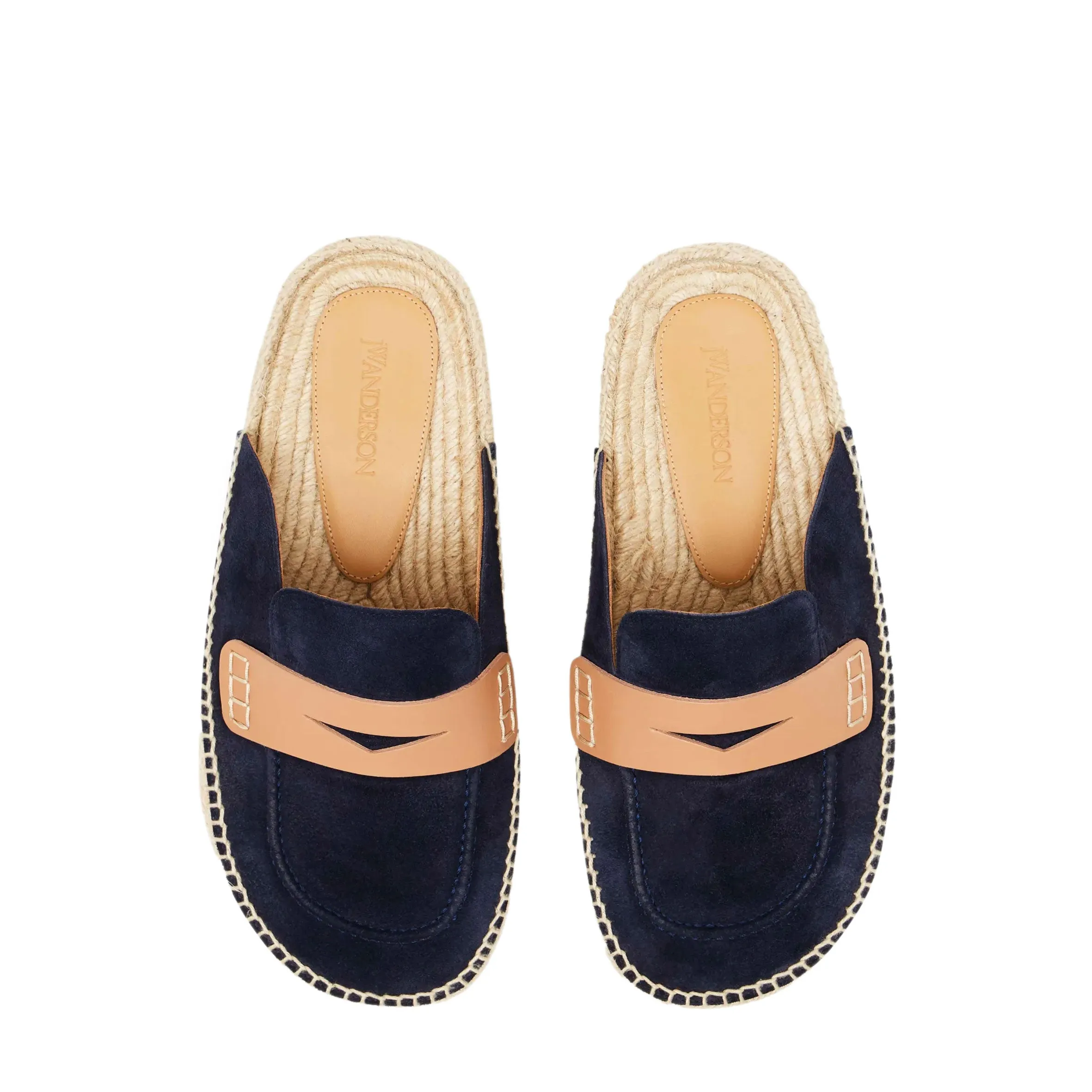 Suede Espadrille Loafer Slide, Navy