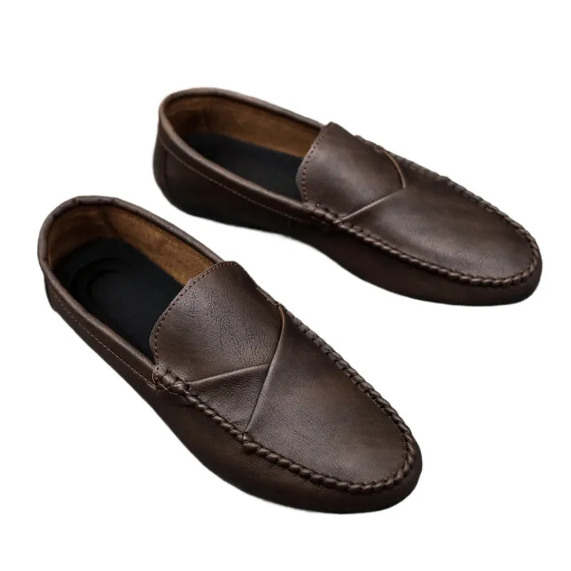 Summer men's loafers men's leather shoes casual trend Korean version of British shoes 2024 new summer soft sole lazy shoes