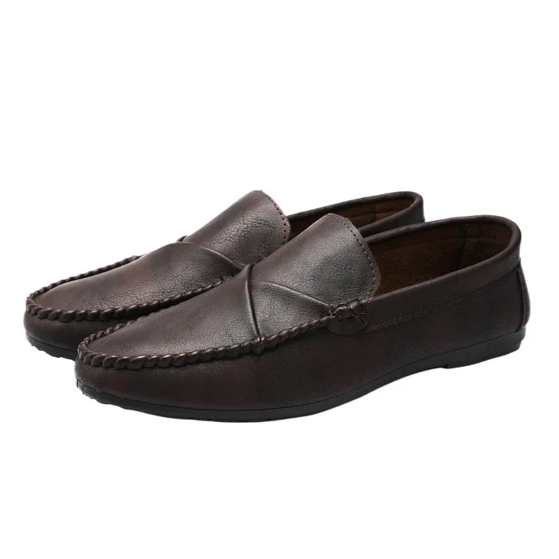 Summer men's loafers men's leather shoes casual trend Korean version of British shoes 2024 new summer soft sole lazy shoes