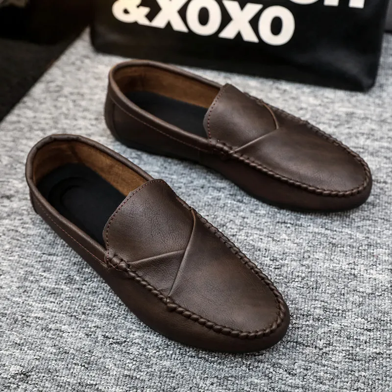 Summer men's loafers men's leather shoes casual trend Korean version of British shoes 2024 new summer soft sole lazy shoes