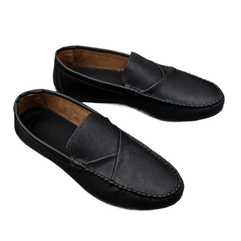 Summer men's loafers men's leather shoes casual trend Korean version of British shoes 2024 new summer soft sole lazy shoes