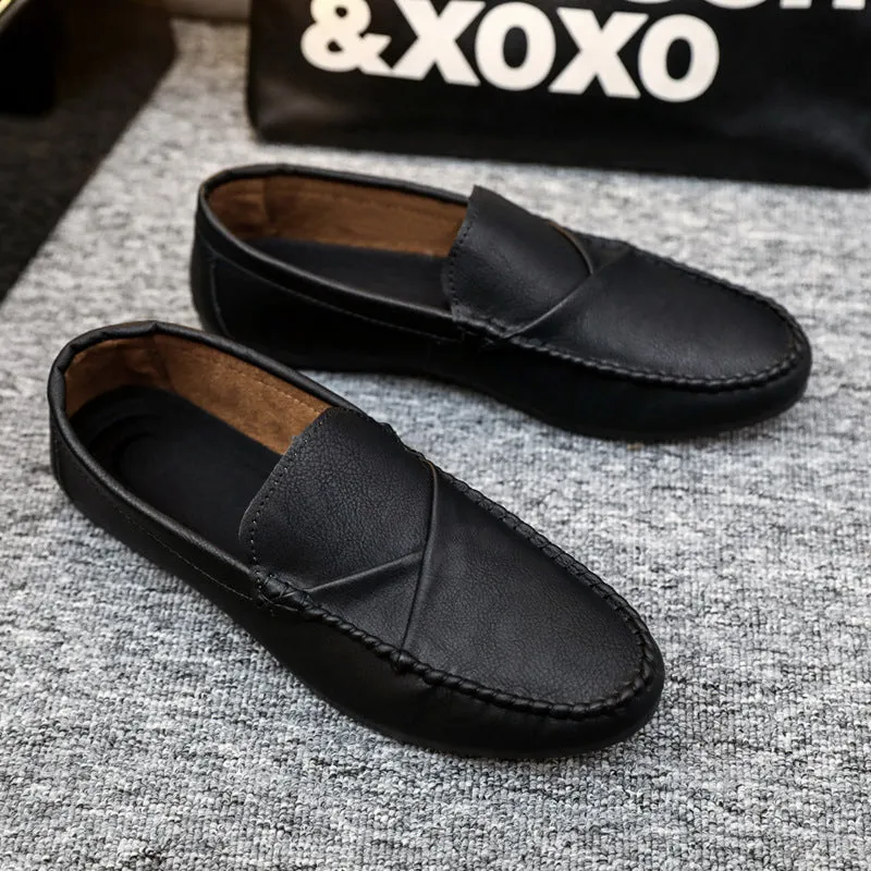 Summer men's loafers men's leather shoes casual trend Korean version of British shoes 2024 new summer soft sole lazy shoes