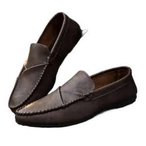 Summer men's loafers men's leather shoes casual trend Korean version of British shoes 2024 new summer soft sole lazy shoes