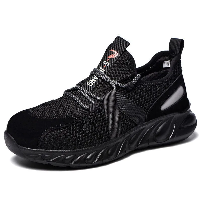 Summer Safety Shoes steel toe Men, Fashion Anti-smashing Men's Work Shoes, Black Breathable Comfortable Sports Shoes seguridad