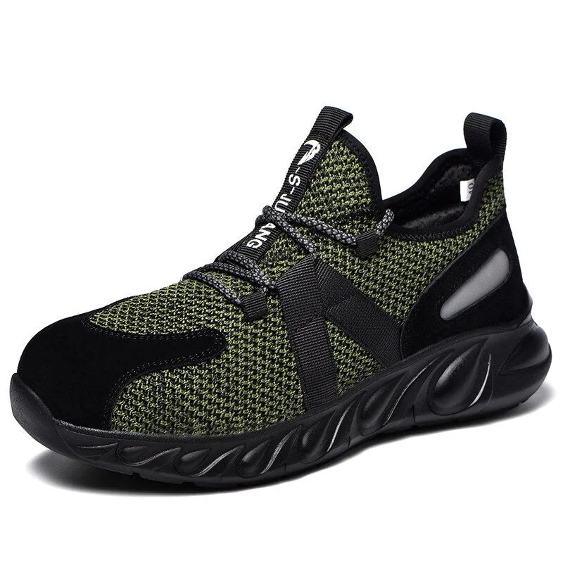 Summer Safety Shoes steel toe Men, Fashion Anti-smashing Men's Work Shoes, Black Breathable Comfortable Sports Shoes seguridad