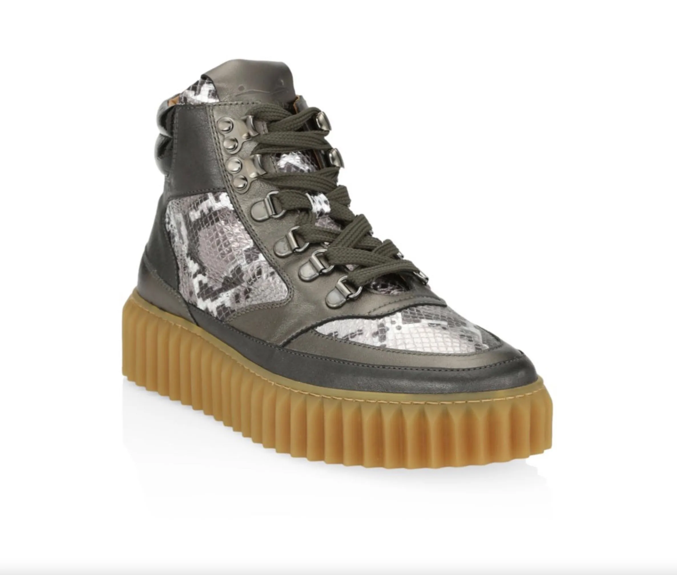 VOILE BLANCHE EVA LEATHER SUEDE & EMBOSSED SNAKESKIN HIKING BOOTS