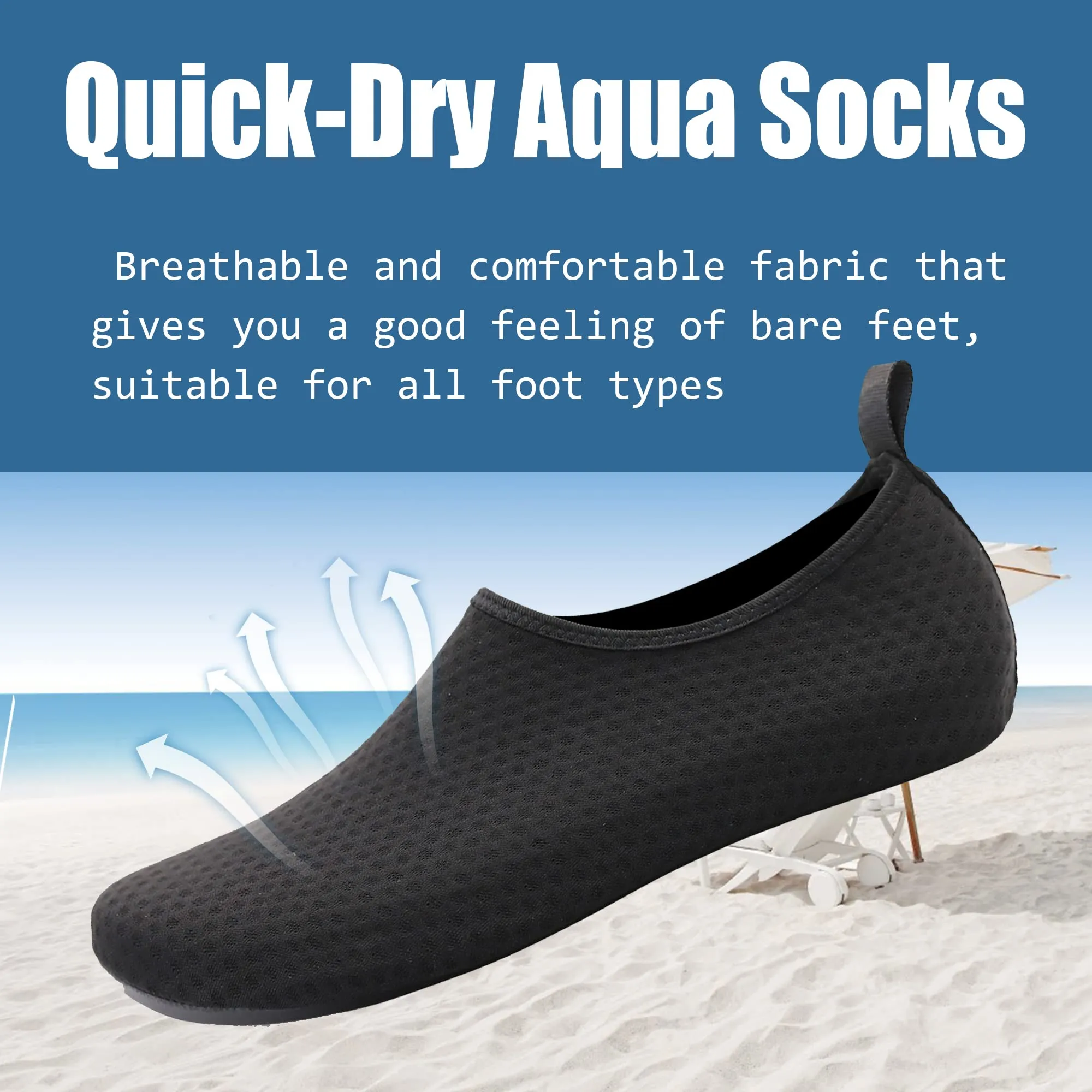 Water Shoes for Women Quick-Dry Aqua Socks Men Barefoot Shoes Swim Beach Accessories Slip-On Yoga Surf Aquatic Sports