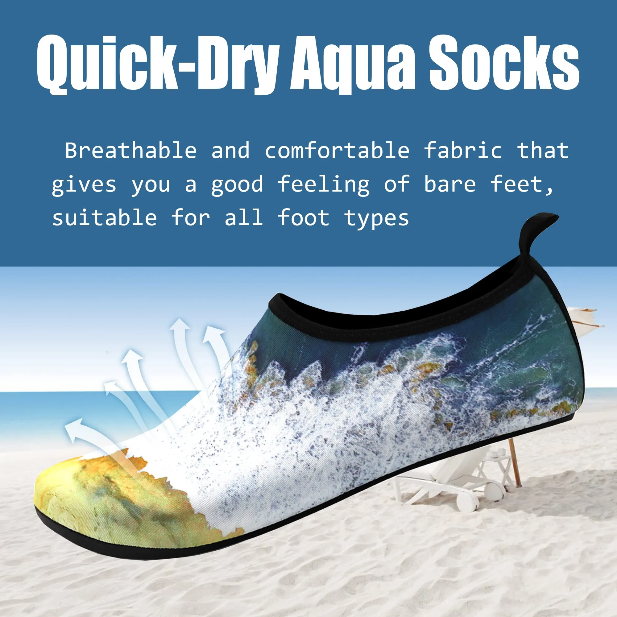 Water Shoes for Women Quick-Dry Aqua Socks Men Barefoot Shoes Swim Beach Accessories Slip-On Yoga Surf Aquatic Sports
