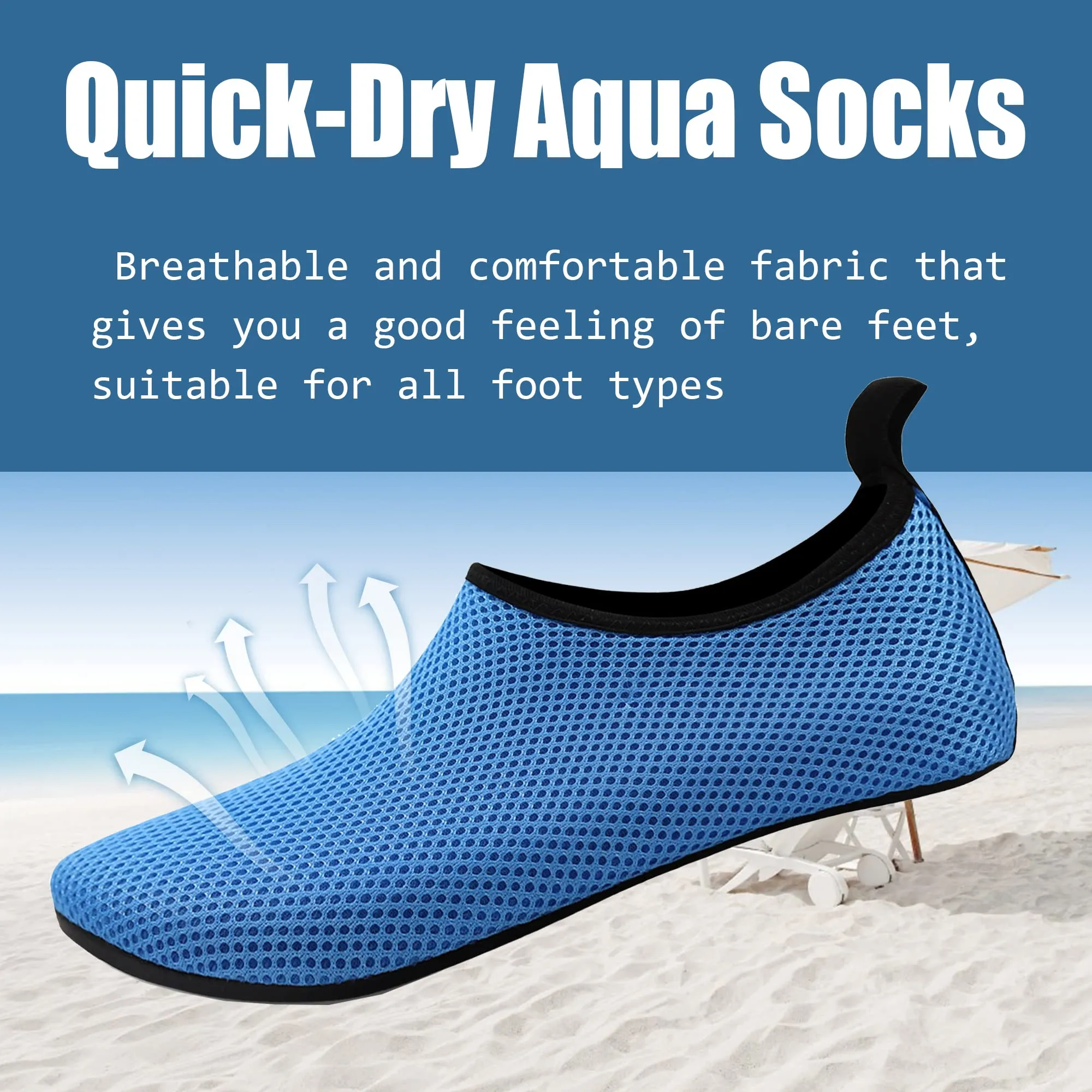Water Shoes for Women Quick-Dry Aqua Socks Men Barefoot Shoes Swim Beach Accessories Slip-On Yoga Surf Aquatic Sports