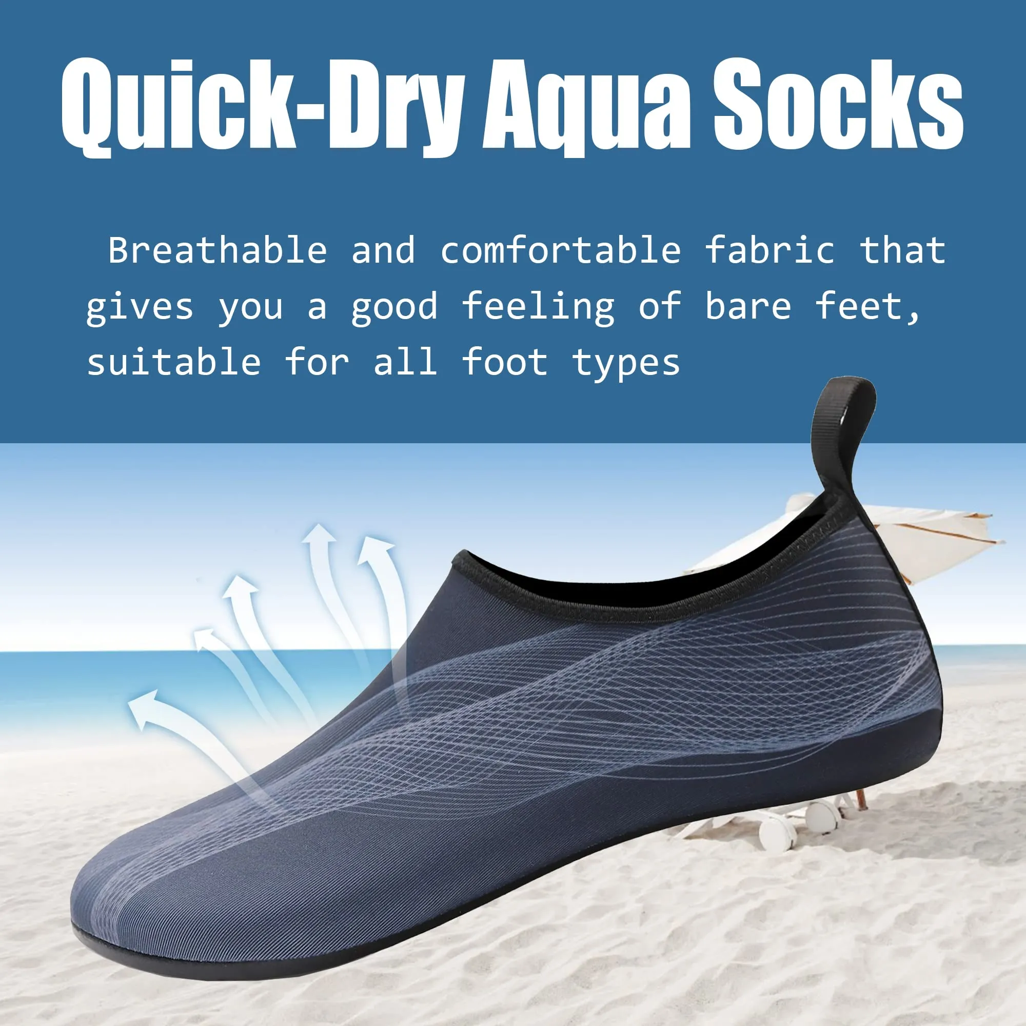 Water Shoes for Women Quick-Dry Aqua Socks Men Barefoot Shoes Swim Beach Accessories Slip-On Yoga Surf Aquatic Sports