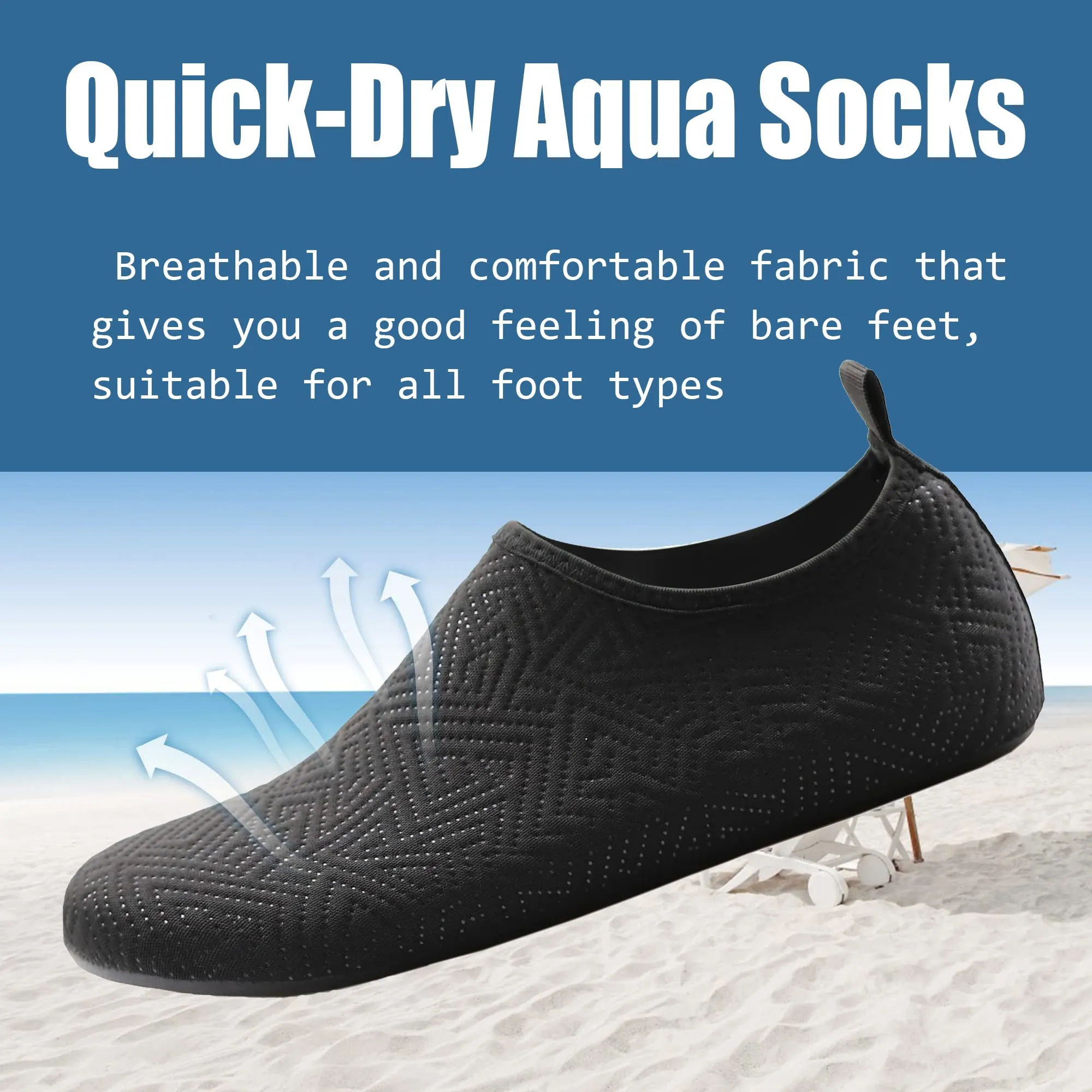 Water Shoes for Women Quick-Dry Aqua Socks Men Barefoot Shoes Swim Beach Accessories Slip-On Yoga Surf Aquatic Sports