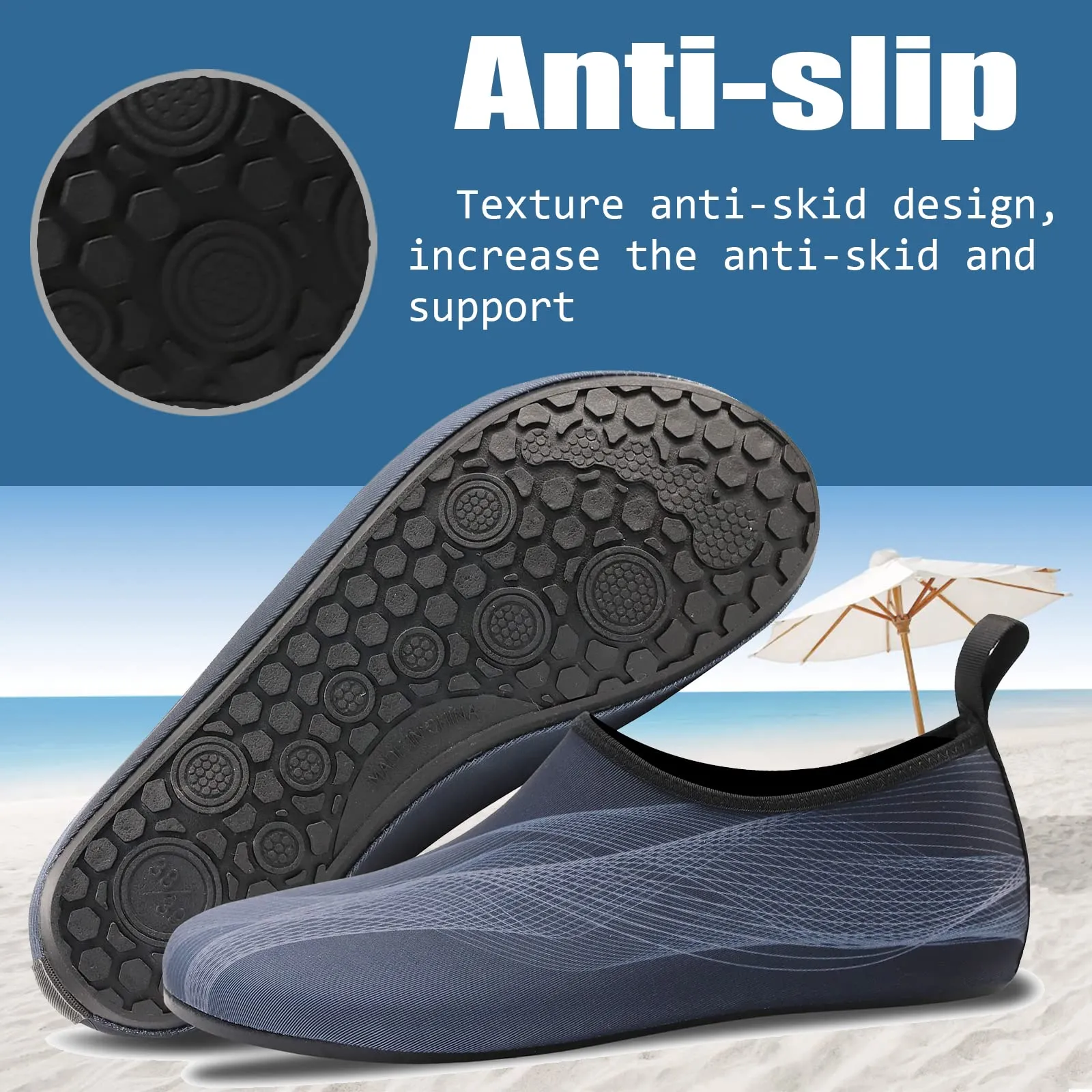 Water Shoes for Women Quick-Dry Aqua Socks Men Barefoot Shoes Swim Beach Accessories Slip-On Yoga Surf Aquatic Sports