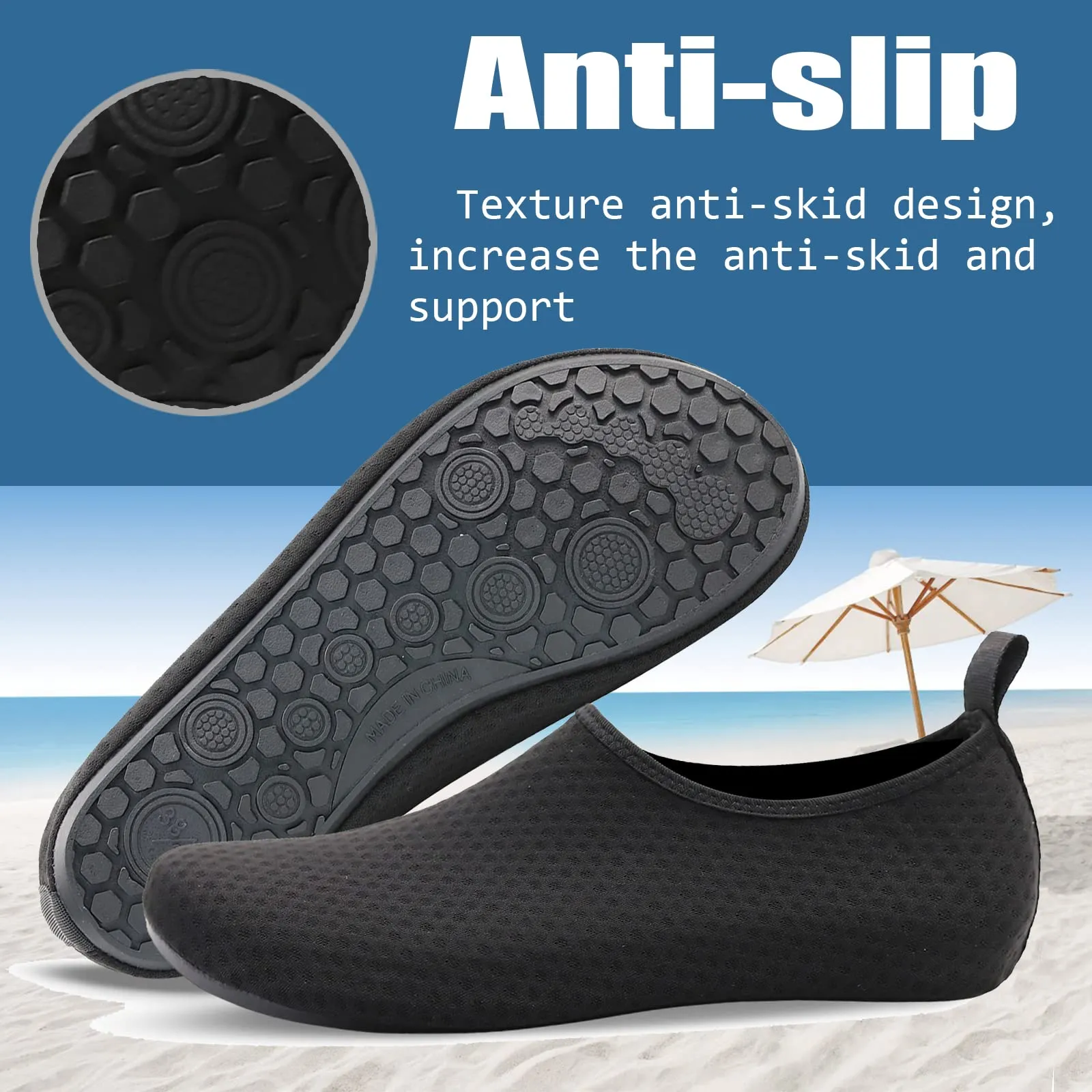 Water Shoes for Women Quick-Dry Aqua Socks Men Barefoot Shoes Swim Beach Accessories Slip-On Yoga Surf Aquatic Sports